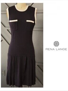 {Rena Lange} Navy Scoop Neck Knee-length Dress Size DE36 (US 6)